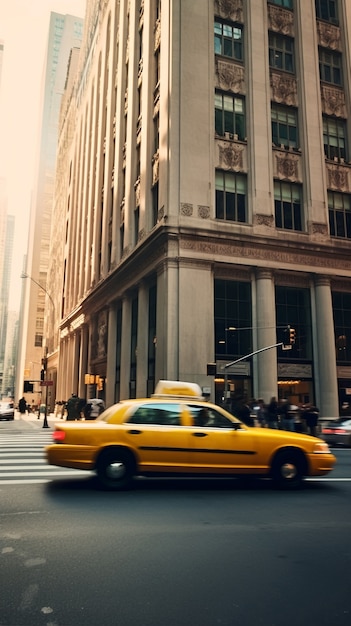 Free photo yellow taxi on streets of new york city