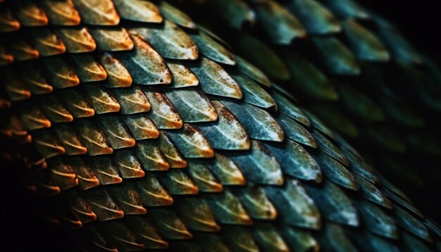 Yellow viper scales shimmer like gold jewelry generative AI