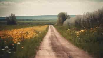 Free photo yellow wildflowers bloom in serene rural landscape generated by ai