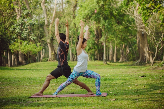 Yoga lover stretching in the park