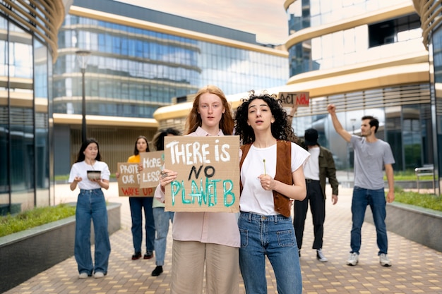 Free photo young activists taking action