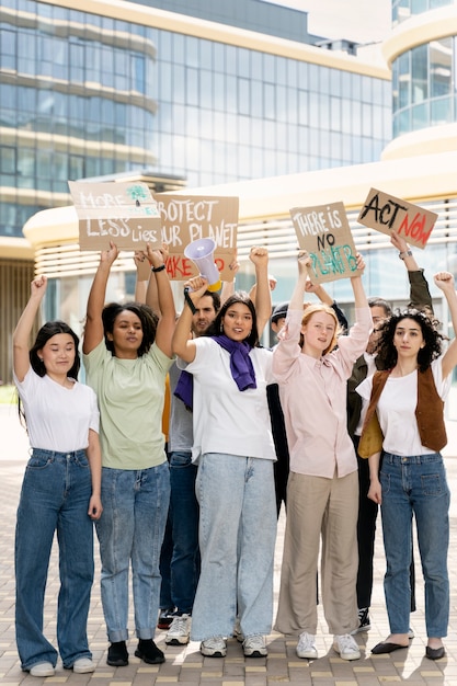 Free photo young activists taking action