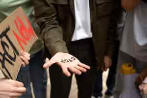 Free photo young activists taking action