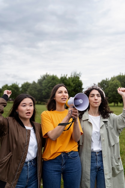 Free photo young activists taking action