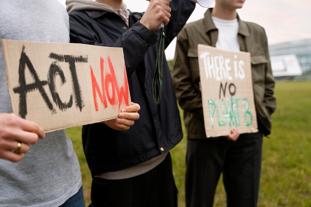 Free photo young activists taking action