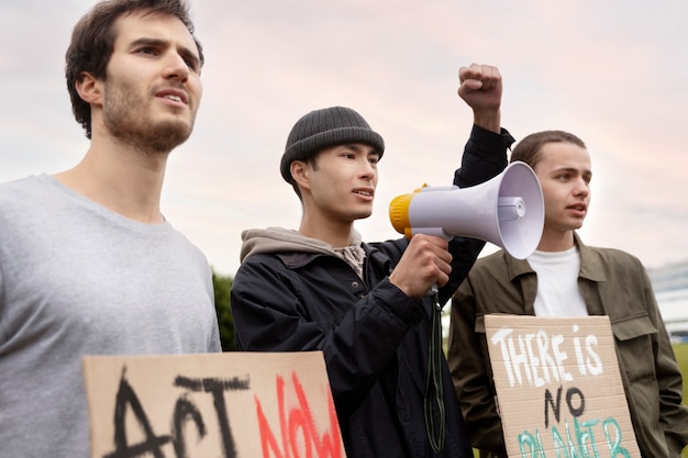 Free photo young activists taking action