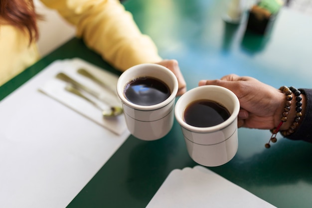 Free photo young adult enjoying beverage