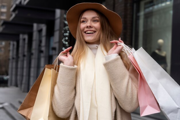 Young adult shopping in the city