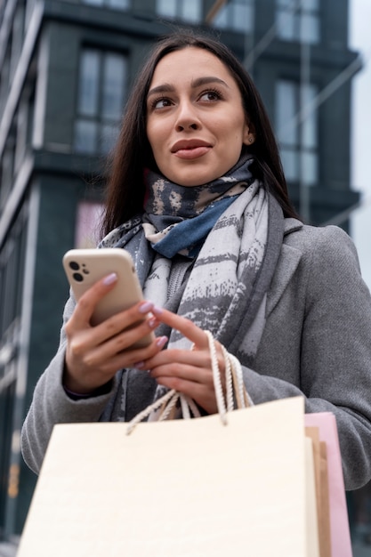 Young adult shopping in the city