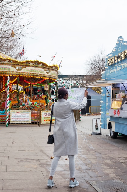 Young adult traveling in london