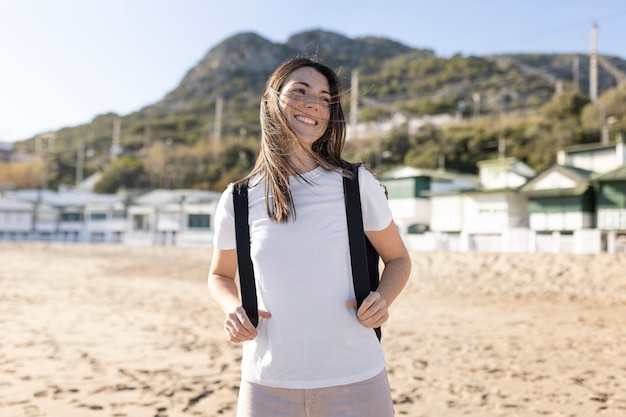 Free photo young adult wearing blank shirt