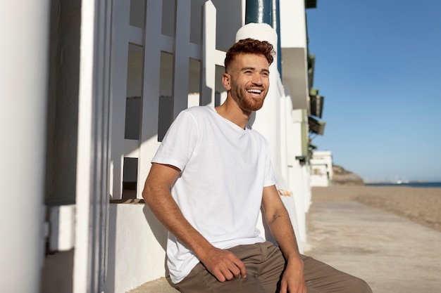 Free Photo young adult wearing blank shirt