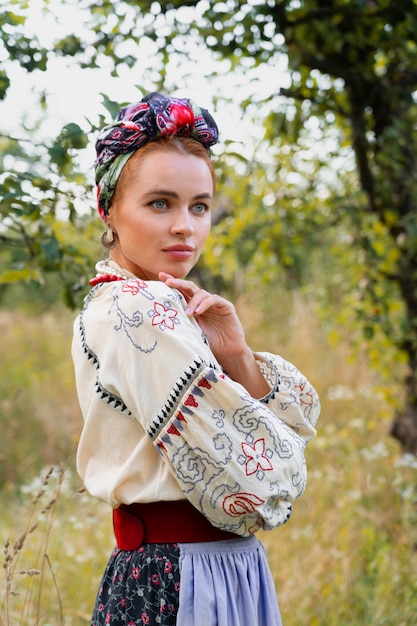 Young adult wearing folk dance costume