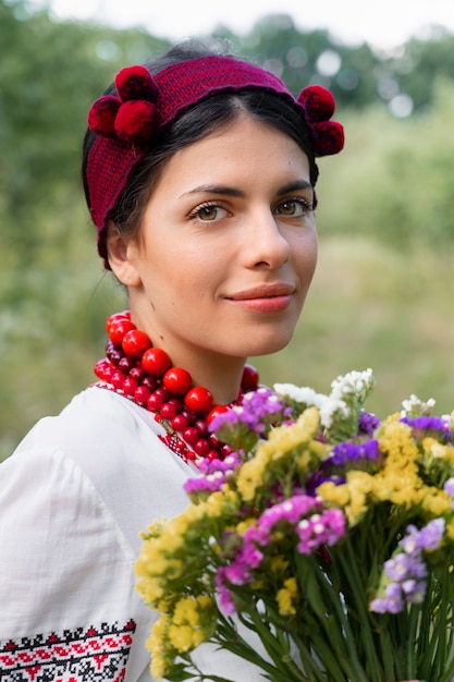 Young adult wearing folk dance costume