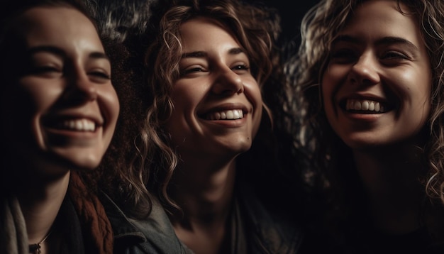 Free photo young adults enjoying carefree summer night outdoors generated by ai