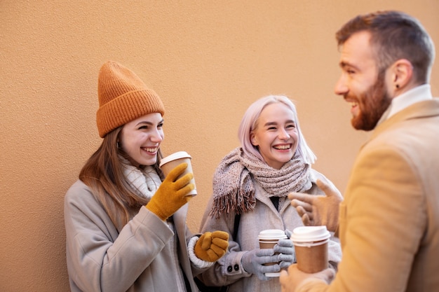 Young adults having fun together