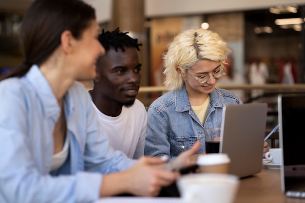 Young adults meeting up to study