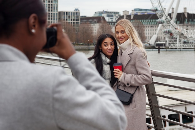 Young adults traveling in london