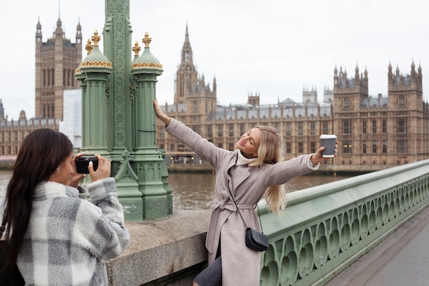 Young adults traveling in london