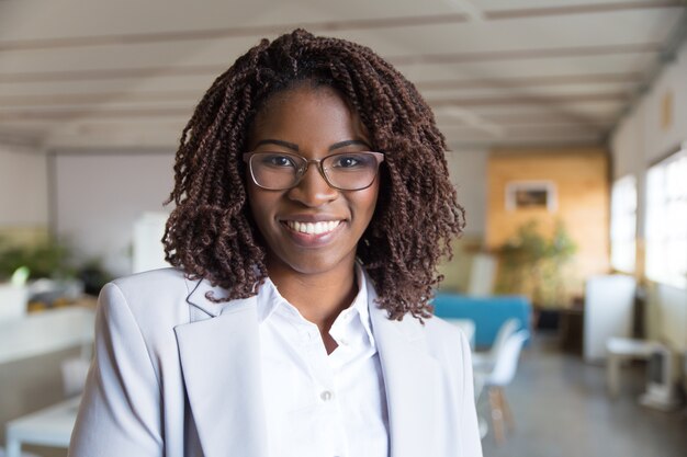 Young African American businesswoman smiling