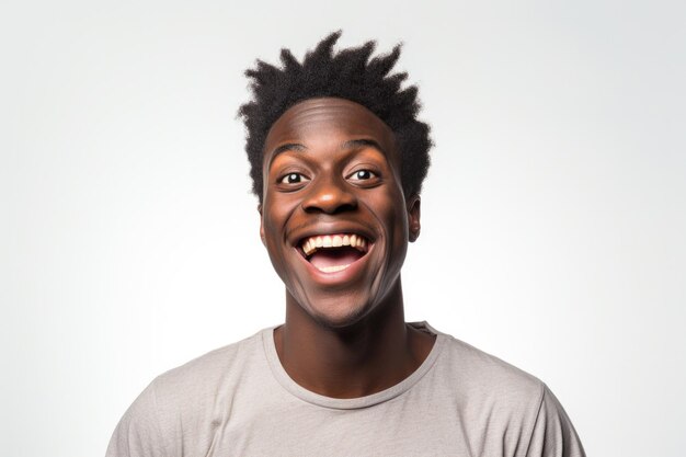 young african american man happy and surprised expression