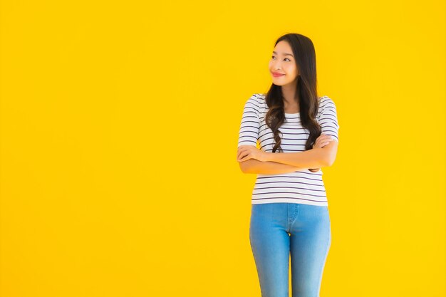 young asian woman smile happy with action