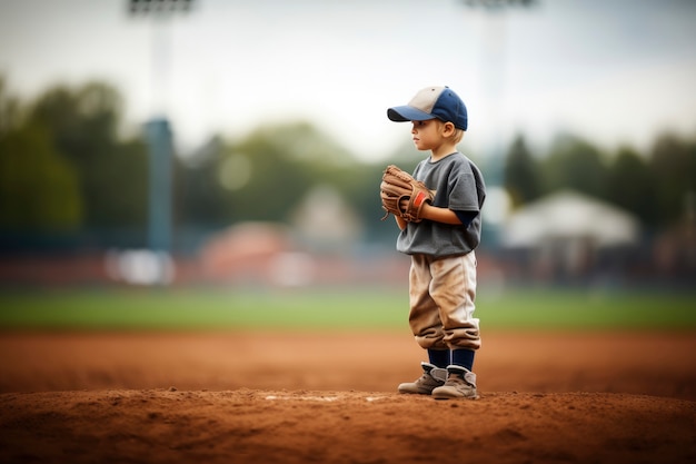 Free photo young baseball player on the field