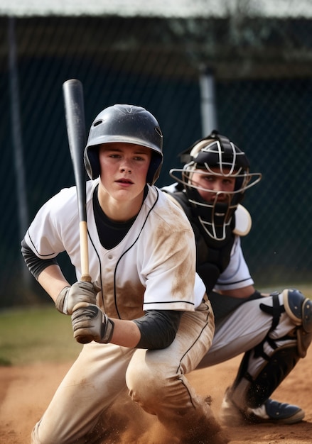 Free photo young baseball player on the field