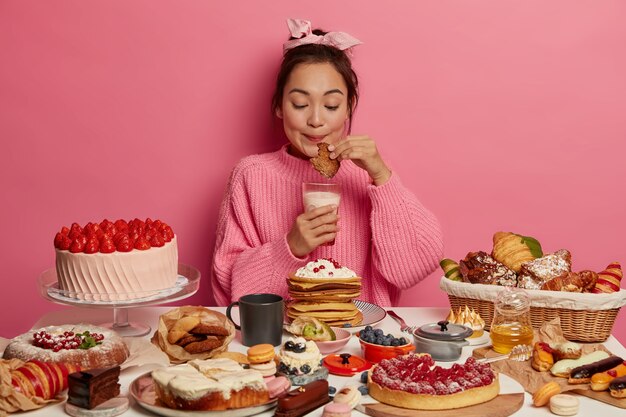 Young beautiful woman enjoying a wholesome dinner