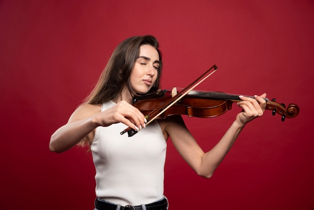 Free Photo young beautiful woman playing the violin 