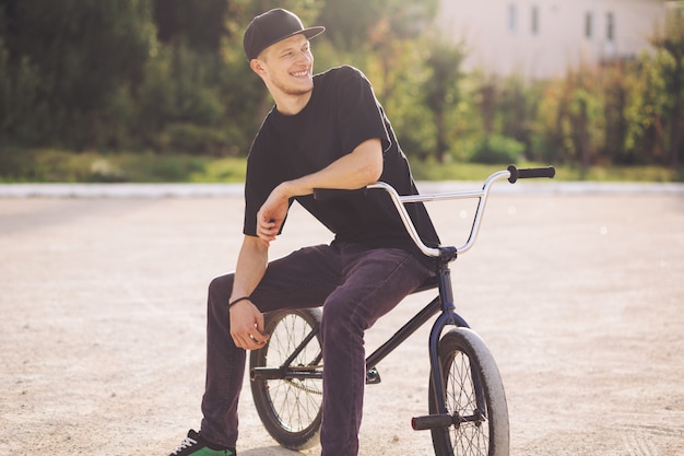 Young BMX bicycle rider