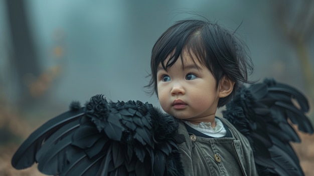 Young boy depicted as angel