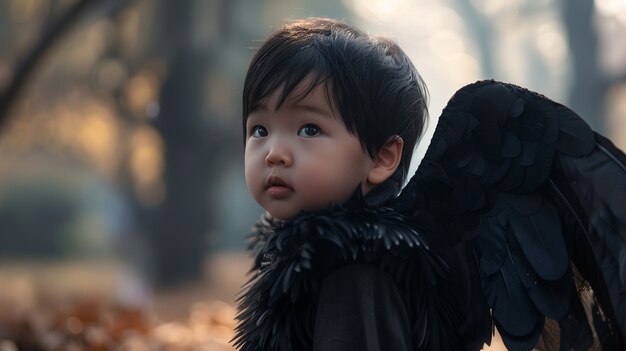 Young boy depicted as angel