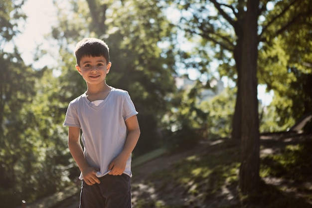 Young boy having fun in the playground