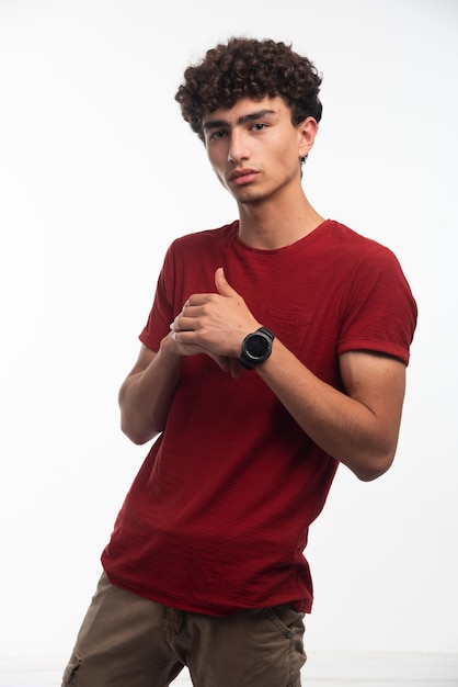 Young boy with curly hairs in casting. 