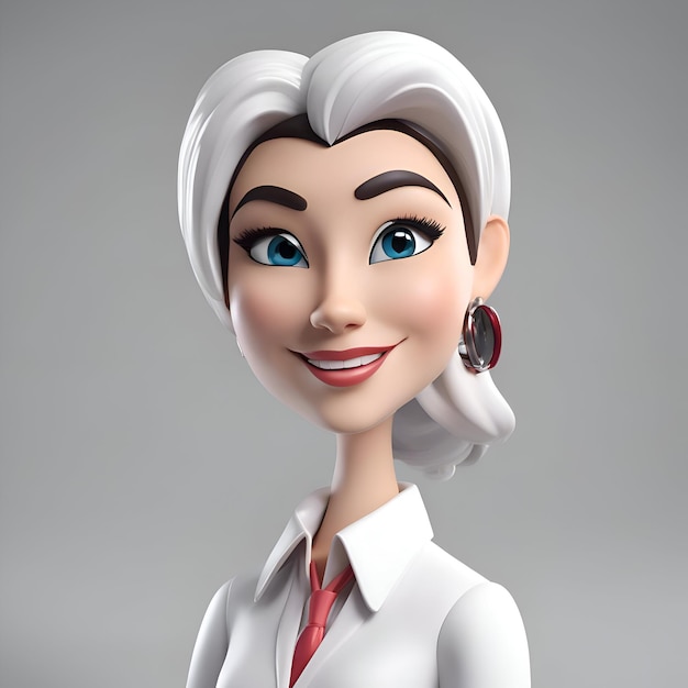 Free photo young business woman with white hair and blue eyes 3d rendering