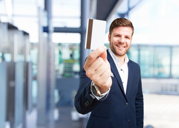 young businessman happy expression