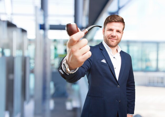 young businessman happy expression