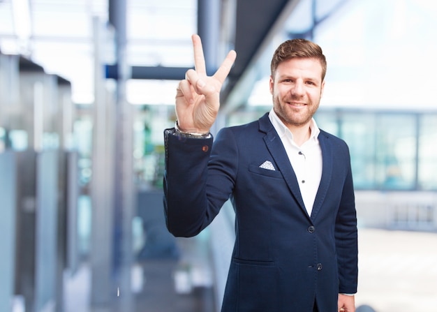 Free photo young businessman happy expression