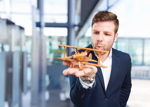 young businessman happy expression