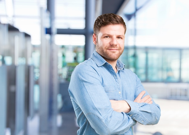 Free photo young businessman happy expression