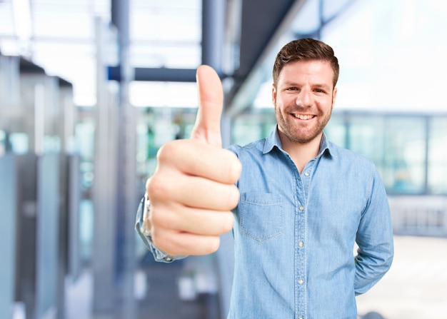 young businessman happy expression