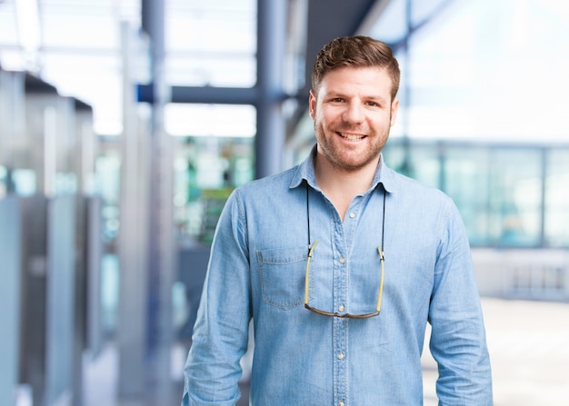 young businessman happy expression