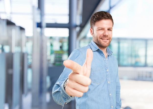 young businessman happy expression