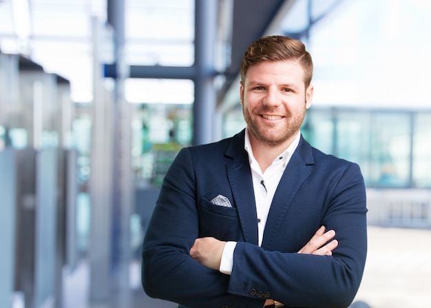 young businessman happy expression