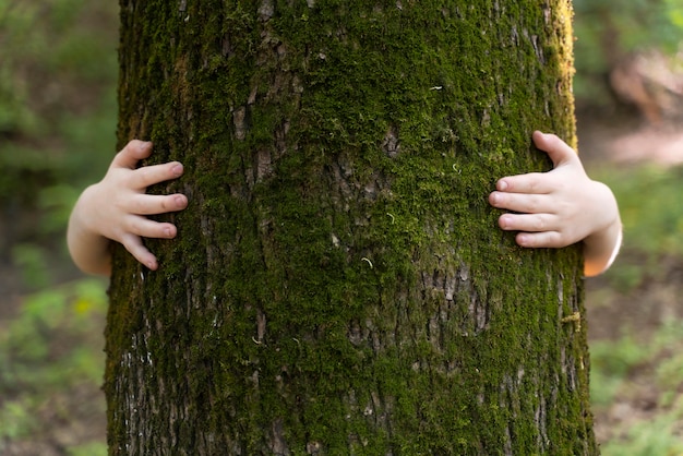 Young child exploring the nature