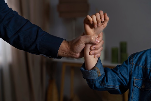 Free photo young child getting physical abuse from parent