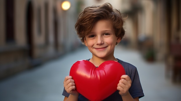 Young child holding 3d heart shape