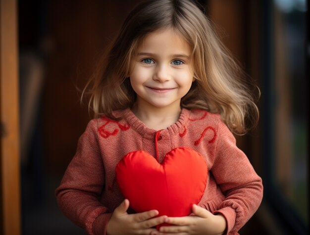 Young child holding 3d heart shape