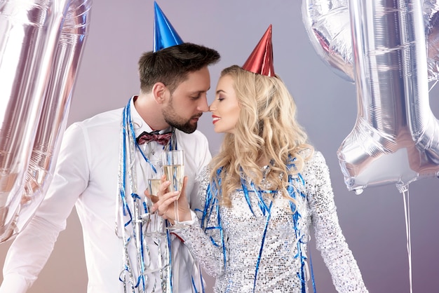 Young couple celebrating New Years Eve